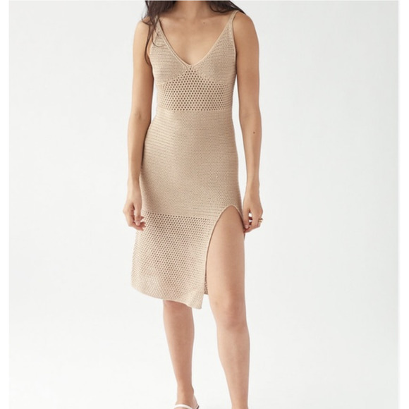 Aritzia Dresses Aritzia Wilfred Evie Crochet Tan Dress Size Medium